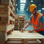 worker checking wooden pallet sizes to match operational needs