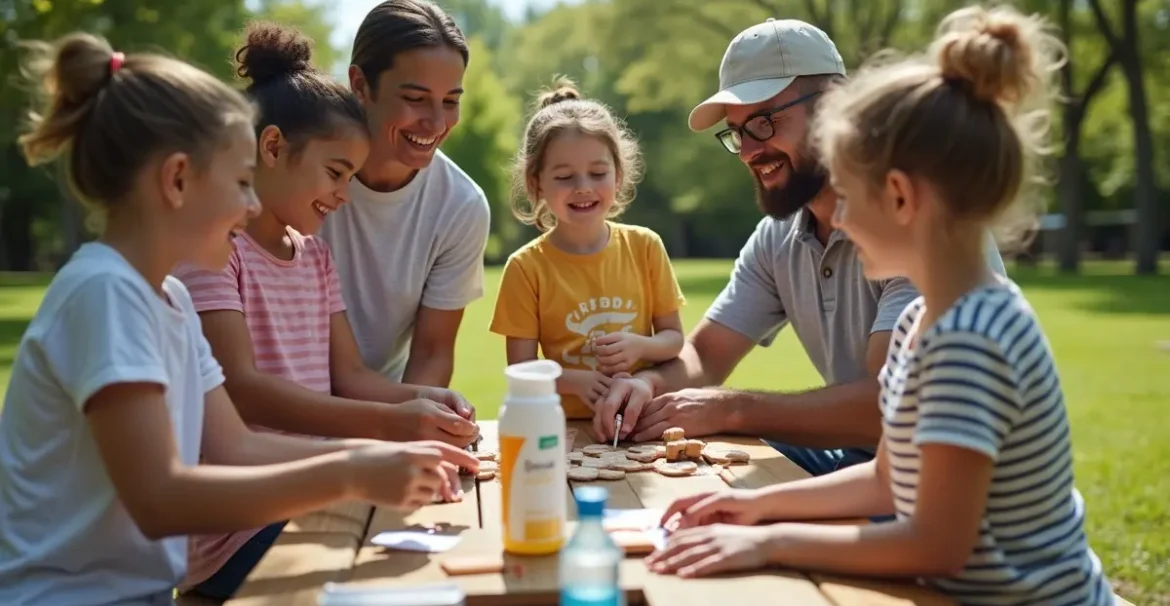 family preparing summer first aid kit for outdoor safety needs