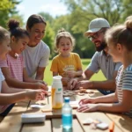 family preparing summer first aid kit for outdoor safety needs