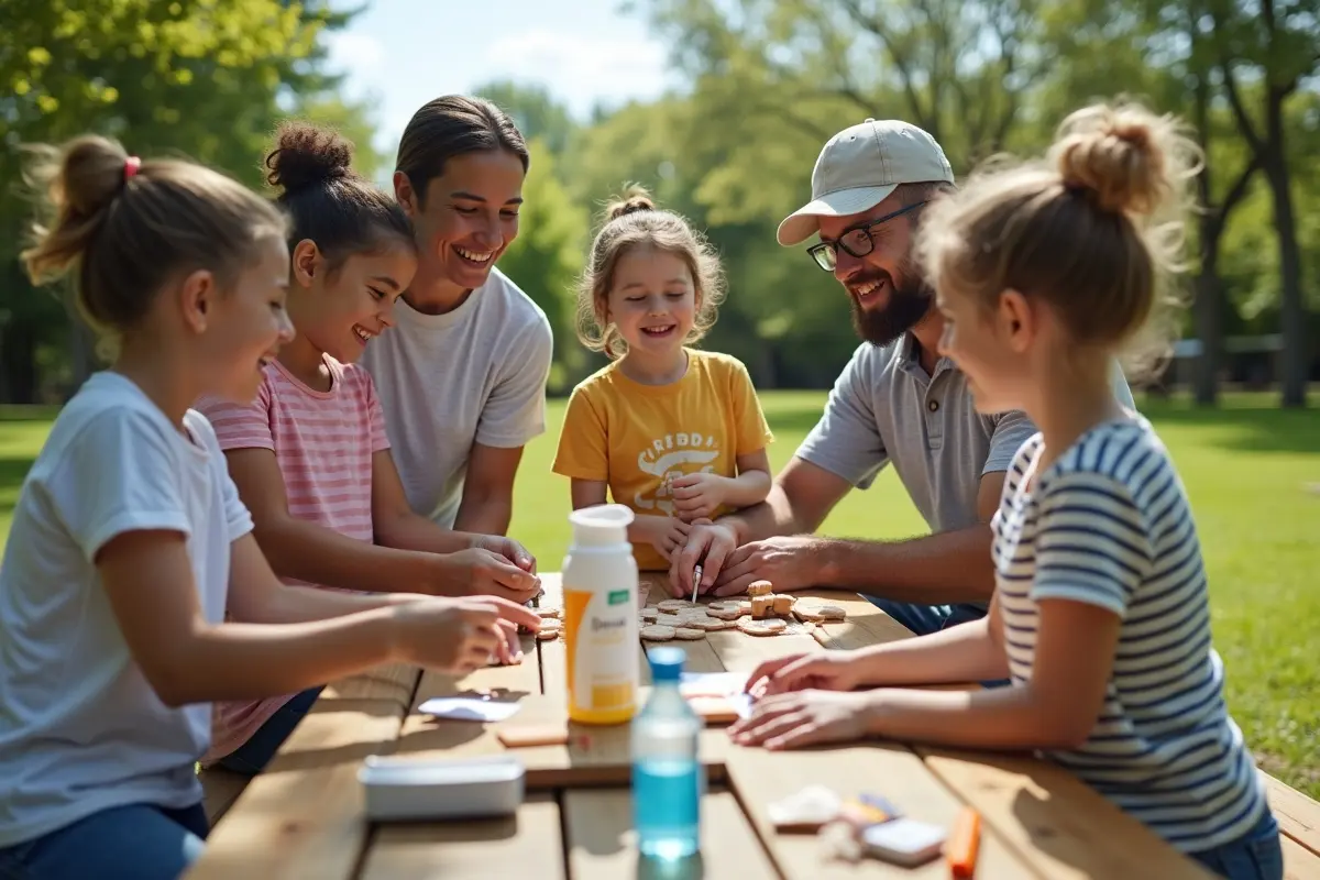 family preparing summer first aid kit for outdoor safety needs
