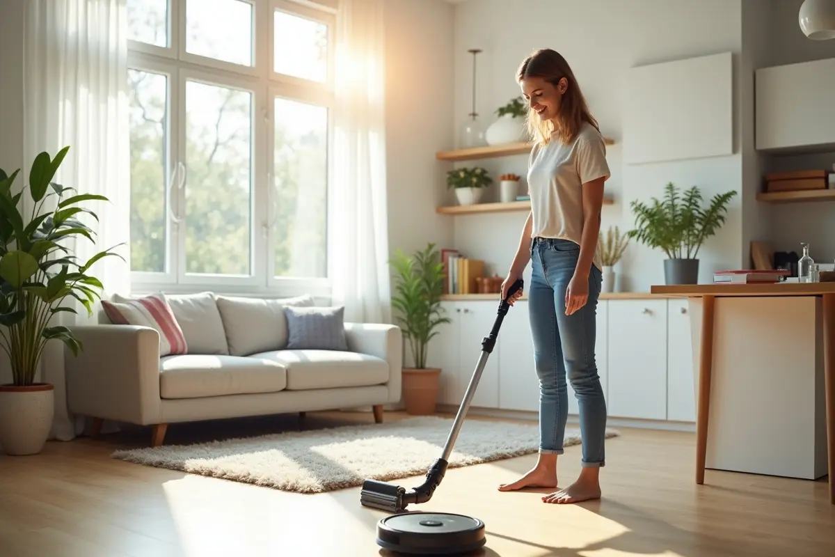 homeowner using efficient cleaning methods to save valuable time